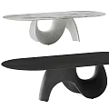 Stylish Coffee Tables Featuring Unique Curved Bases And Marble Dark Tops 3d model
