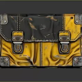 Vintage Yellow And Black Leather Bag With Metal Buckles And Worn Texture