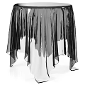 Stylish Modern Coffee Table with Transparent Surface and Flowing Fabric Accents Design