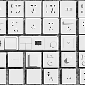 Modern White Switch Panels Featuring Various Socket And Control Design Styles 3d model