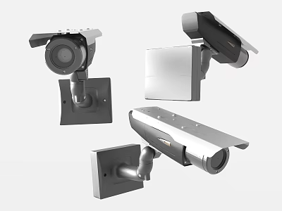 Modern Surveillance Cameras For Security Monitoring With Wall Mounted Design And Various Styles 3d model