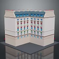 Traditional Architectural Building With Cream Exterior Colorful Windows And Red Rooftop Details