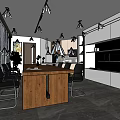 Modern Public Office Space Interior With Long Wooden Table Black Chairs Pendant Lights And Storage Cabinets
