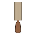 Stylish Linen Shade Floor Lamp With Conical Brown Base For Home Decor