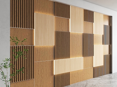 Modern Wood Grille Background Wall Solid Wood Wall Panel Solid Wood Sofa Background Wall Background Wall TV Background Wall 3d model