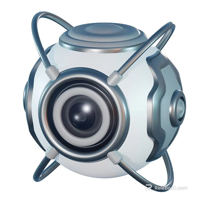 Projection Surveillance Device Featuring Spherical Design Metal Brackets And Camera Lens Structure 3d model 