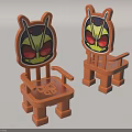 Cute Kids Wooden Children's Chair With Cartoon Face Backrest And Animal Ear Design