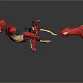 Rider Riding Red Armored Mechanical Creature With Mechanical Appendages And Features
