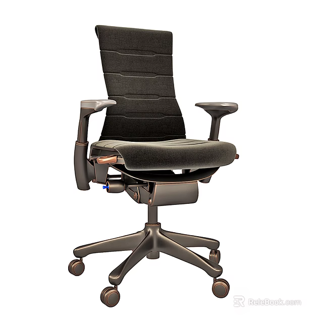Modern Ergonomic Office Chair With Adjustable Armrests Comfortable Fabric Seat And Swivel Wheels 3d model 