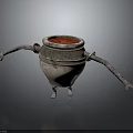 Unique Anthropomorphic Ceramic Pot With Arms Legs And Red Interior For Home Decor