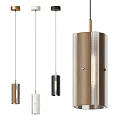 Modern Pendant Lights with Wooden Metal Cylindrical Design and Transparent Mesh Details