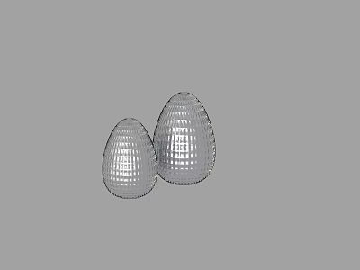 Two Modern Egg Shaped Grid Patterned Decorative Ornament Set for Home Decor Accents 3d model