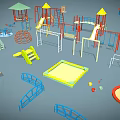 Colorful Outdoor Playground Equipment With Slides Climbing Frames Swings And Sandpits