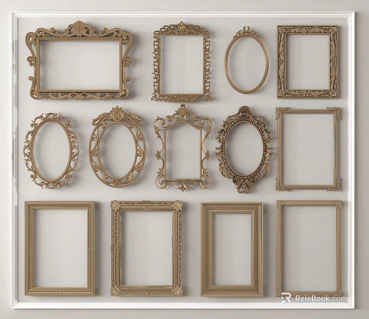 Decorative Photo Frames With Various Shapes And Ornate Designs For Wall Decoration 3d model 