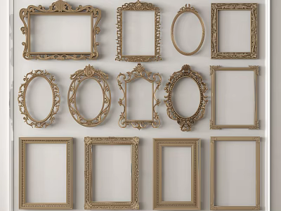Decorative Photo Frames With Various Shapes And Ornate Designs For Wall Decoration 3d model