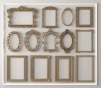 Decorative Photo Frames With Various Shapes And Ornate Designs For Wall Decoration 3d model