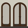 Elegant Arched Wooden Doors With Vertical Striped Glass For Interior Design