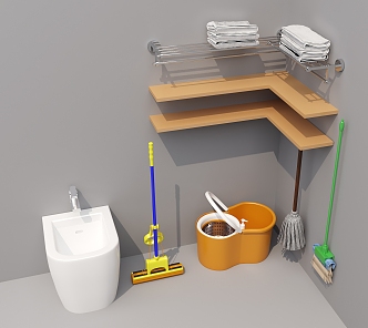 Modern mop basin cleaning room mop supplies 3d model