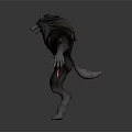 Game Movie Character Muscular Wolf Head Gray Humanoid Body With Black Stripes And Flame Effects