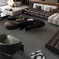 Modern Living Room Interior With Sectional Sofa Green Chairs Coffee Table And Floor Lamp