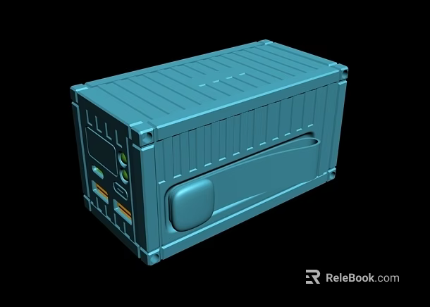 Blue Portable External Hard Drive Storage Device With Interface Buttons And Cover For Computer 3d model