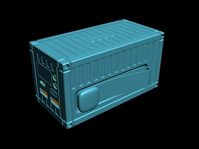 Blue Portable External Hard Drive Storage Device With Interface Buttons And Cover For Computer 3d model