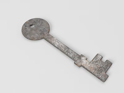 Vintage Metal Key Shaped Weapon With Rustic Texture And Detailed Design 3d model