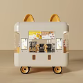 Mobile Coffee Cafe Cart With Transparent Windows Yellow Accents And Wheels
