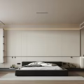 Modern Minimalist Bedroom Interior Design With Platform Bed Built in Wardrobe And Neutral Tones