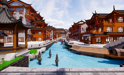 Chinese Commercial Street Imitation Song Ancient Street 3d model