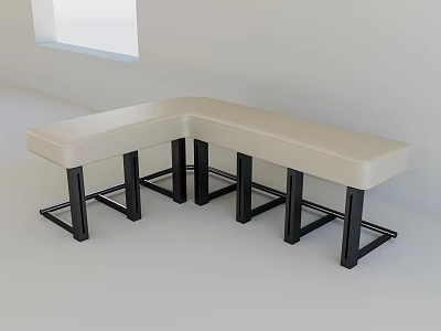 Beige L Shaped Booth Sofa with Black Metal Legs in Modern Minimalist Room 3d model