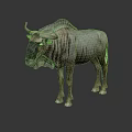 Wildebeest Standing On Black Background With Reflection And Detailed Fur Texture 3d model