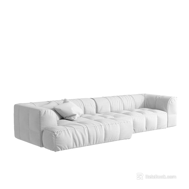 Modern White Multi Person Sofa With Plush Cushions And Comfortable Seating 3d model