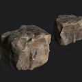 Natural Stone and Wood Handcrafted Decorative Pieces with Rustic Texture and Shape 3d model