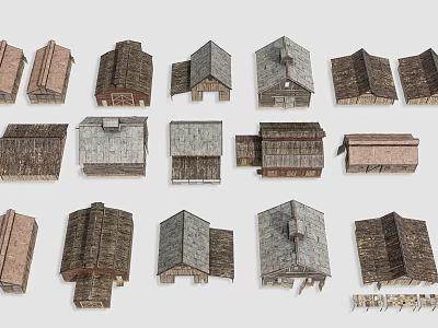Diverse Detached Villa Architectural Models With Various Roof Styles And Designs 3d model
