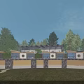 Modern Homestay Building With Glass Windows And Stone Wall Surrounded By Trees On Lawn