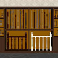 Elegant Wooden Decorative Cabinet Displaying Balusters Ornaments And Decorative Parts