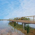 Tranquil Scenic View With Wooden Pier Clear Water And Blue Sky