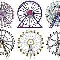 Colorful Ferris Wheels Amusement Rides With Various Designs And Different Styles