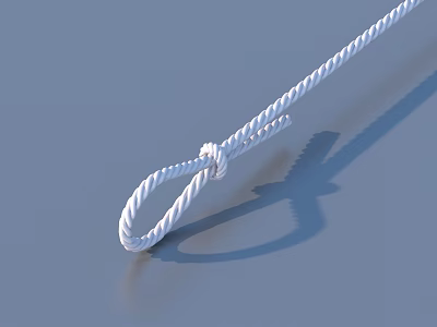 White Knotted Rope on Gray Surface with Clear Shadow for Daily Use 3d model