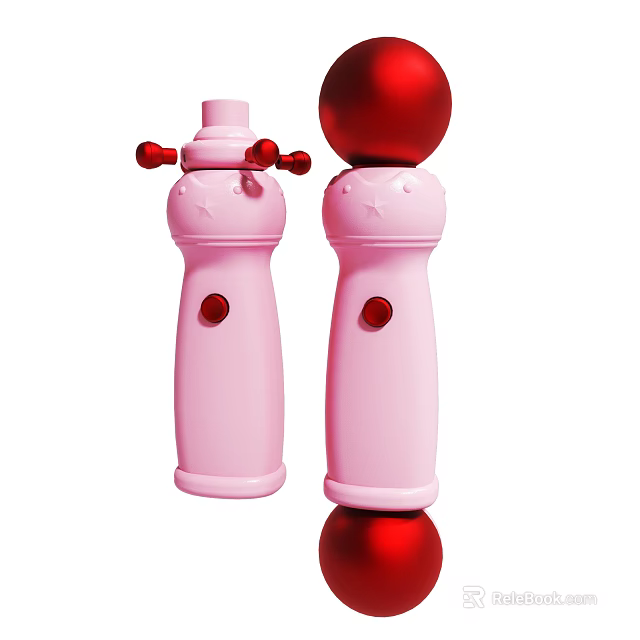 Pink Handheld Playful Toys With Red Accents And Round Top Design Elements 3d model 