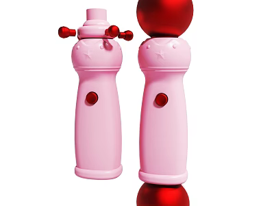 Pink Handheld Playful Toys With Red Accents And Round Top Design Elements 3d model