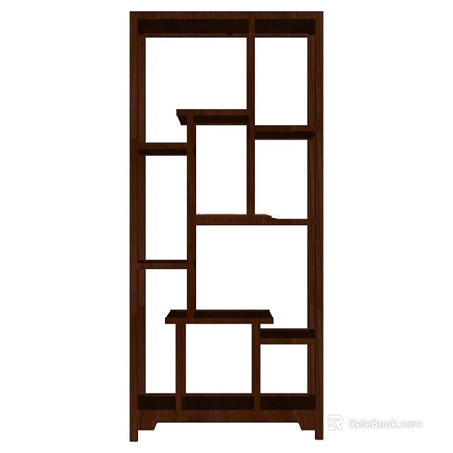 Wooden Etagere with Multi Tiered Open Shelves for Home Decor 3d model 