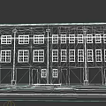 Red Brick Residential Building With Multiple Windows And Black Garage Doors