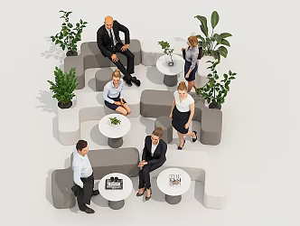 Modern Multi-Person Sofa Office Leisure Sofa 3d model