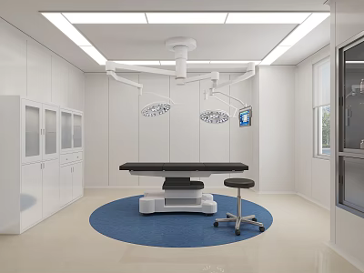 Hospital Outpatient Operating Room Interior With Lights Table And Cabinets 3d model