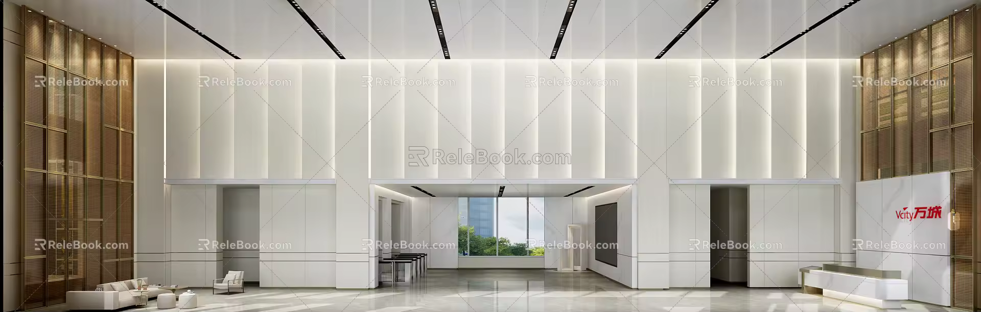 Modern Front Office Lobby 3d model