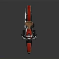 Vintage Red And Yellow Motorcycle With Round Headlight And Brown Classic Design