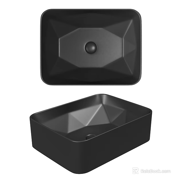 Modern Black Bathroom Sink With Geometric Design And Ceramic Material Structure 3d model
