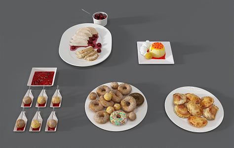 Modern Dessert Cake Plate Pastry Dessert 3d model